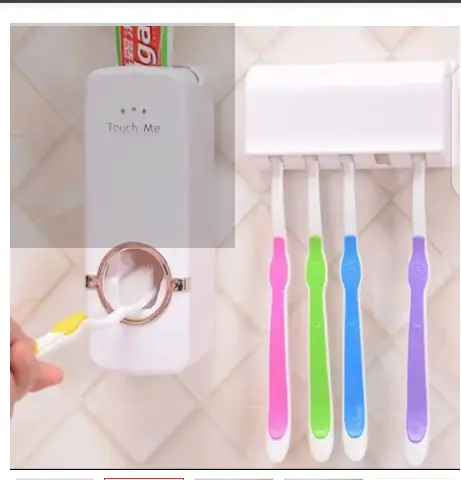 PRICE DROP! PROMOTION PRICE! 🤑DONT MISS OUT🦋Family Dustproof Toothpaste Wall Mounted Kids Hands Free Toothpaste Squeezer Holder Toothpaste Dispenser Set