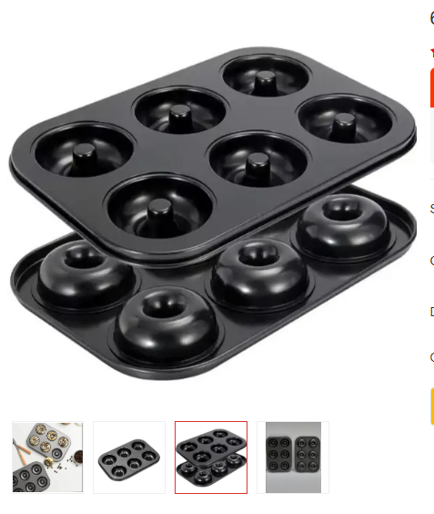 6 Holes metallic Doughnut cupcake tray ON OFFER