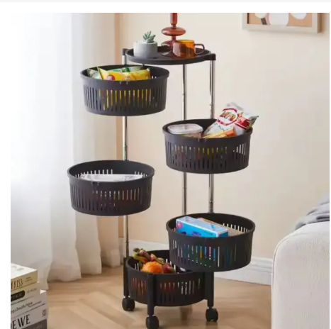 4-Tier Plastic Kitchen Fruit & Vegetable Rack Trolley – Non-Toxic, Food-Safe Multilevel Storage Organizer for Fruits, Vegetables and Kitchen Essentials at Home