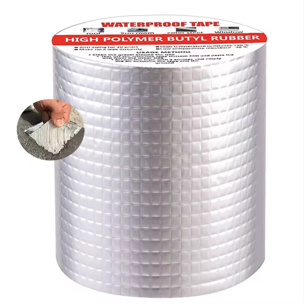 Heavy-Duty Waterproof Butyl Rubber Tape (10 cm×10 m) - High-Polymer Aluminum Foil Sealant Tape for Roof Leak Repair, Pipe Crack Sealing, Window Flashing, and RV Marine Maintenance