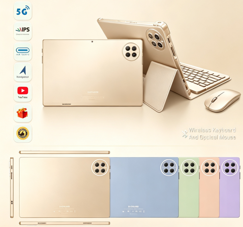 S Color S-COLOR GT30 Ultra 10.1" Tablet – 16GB RAM + 512GB ROM, Android 13, 5G Dual SIM, 10000mAh Battery, Keyboard & Mouse Included