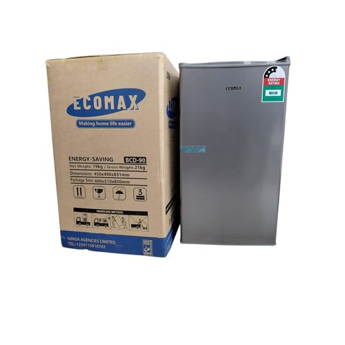 ECOMAX 90L Compact Refrigerator Energy-Saving Single Door Direct Cool Fridge Dark Silver