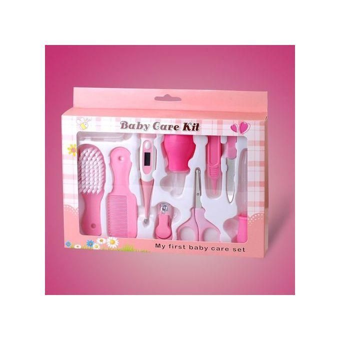 Baby Care Baby Grooming Kit 10pcs/Set Baby Healthy Kit BabyCare Essentials Nursery Care Set for Newborn Infants Kids Accessories-pink
