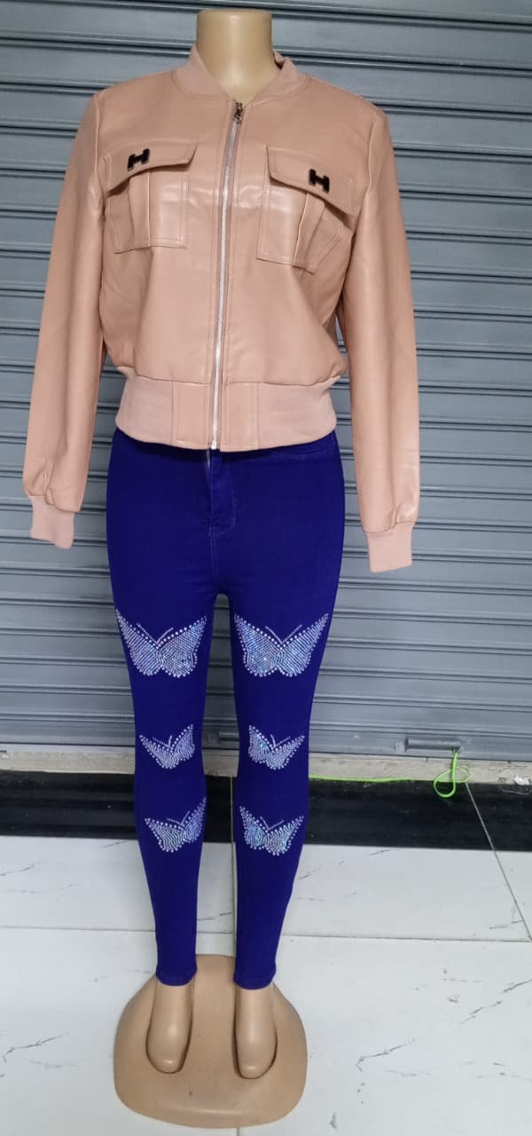 ✨ BUTTERFLY GLAM CURVES | Ladies High-Waist Butterfly Print Pencil Jeans – Slim Fit Casual Fashion Denim Pants
