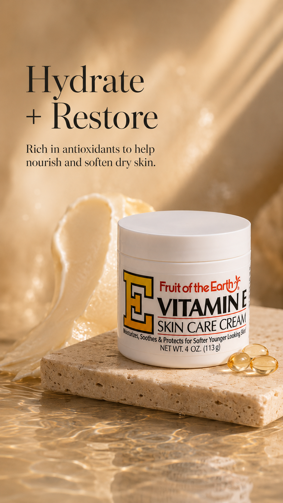 💛 VITAMIN E NOURISH CARE | Fruit Of The Wokali Vitamin E Skin Care Cream – Deep Moisturizing, Anti-Ageing & Skin Softening Beauty Cream