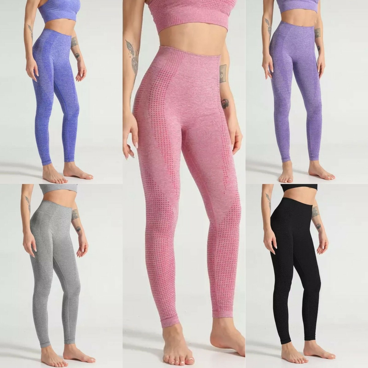 🔥 TRENDING NOW! Women's High-Waisted Seamless Fitness Leggings – Ribbed Contour Stretch Sports Tights in Vibrant Multi-Color Designs
