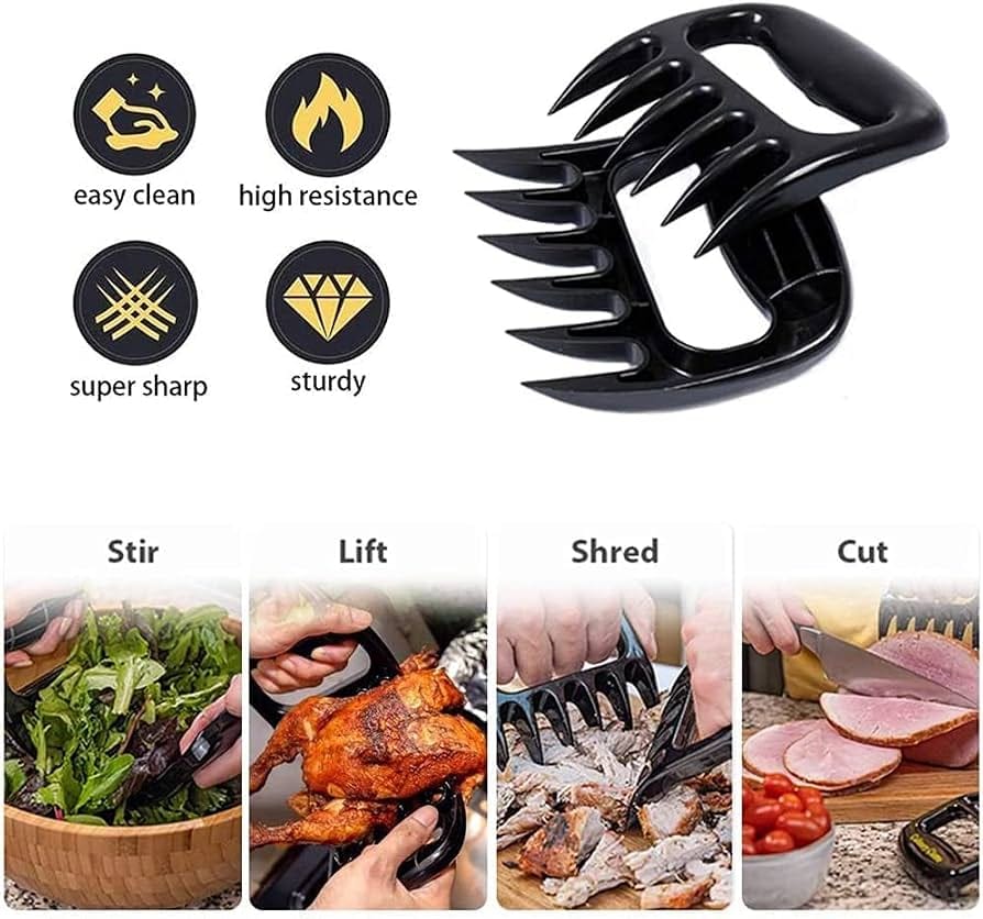 🥩 BBQ & KITCHEN ESSENTIAL! Pair of Meat Shredding Claws – Handy Meat Handling Tools for Pulled Pork, Chicken, Beef, Barbecue Preparation & Everyday Kitchen Use🥩 BBQ & KITCHEN ESSENTIAL! Pair of Meat