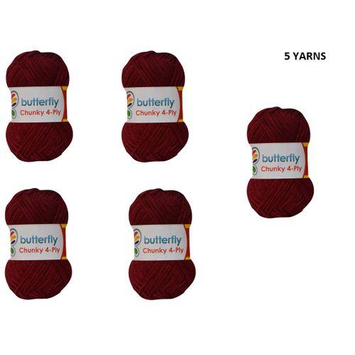 Chunky 4-Ply Maroon Yarns -Code 148