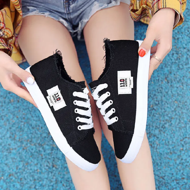 Denim Women Sneakers . Ladies Trendy Rubber Shoes . Lightweight Sport Running Shoes for Women . Casual Ladies Sneakers . Denim Black Shoes