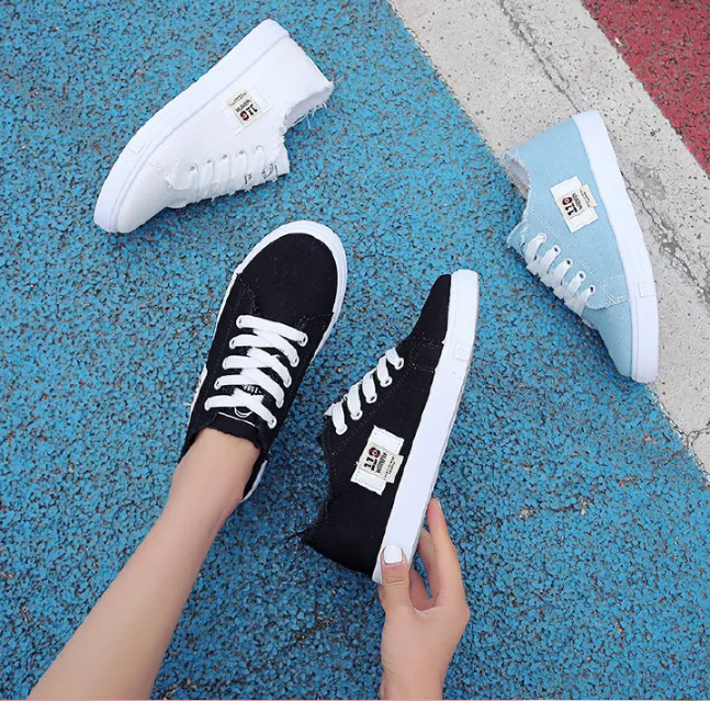 Denim Women Sneakers . Ladies Trendy Rubber Shoes . Lightweight Sport Running Shoes for Women . Casual Ladies Sneakers . Denim Black Shoes