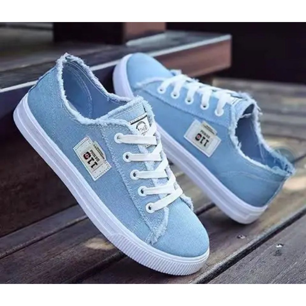 Denim Women Sneakers . Ladies Trendy Rubber Shoes . Lightweight Sport Running Shoes for Women . Casual Ladies Sneakers . Denim Black Shoes