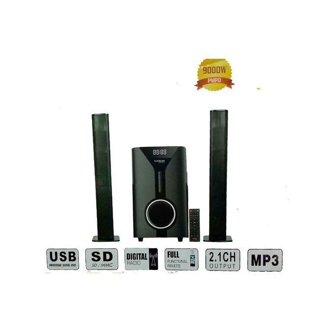 Vitron 9000W Bluetooth Soundbar 2.1CH Multimedia Woofer Speaker System V527 Subwoofer BT/USB/SD/FM Subwoofer Home Audilo System Soundbar with Remote Control