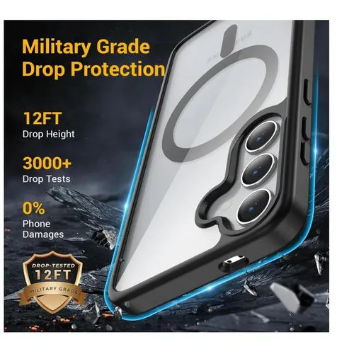 Samsung Galaxy A05,A06,A07,A15,A16,A17,A25,A26,A35,A36,A37,A55,A56,A57 Back Cover Luxury Transparent with Colored Edges with Metal Ring for wireless charging Shockproof Heavy Protection Phone case