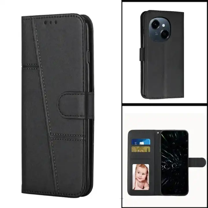 Tecno Camon 50, Camon 50 pro, Camon 40, camon 40 pro, camon 30s, camon 30s pro Flip Cover/Case Genuine Leather Wallet case (4 Credit Card Holder) for Women/Men full screen protection