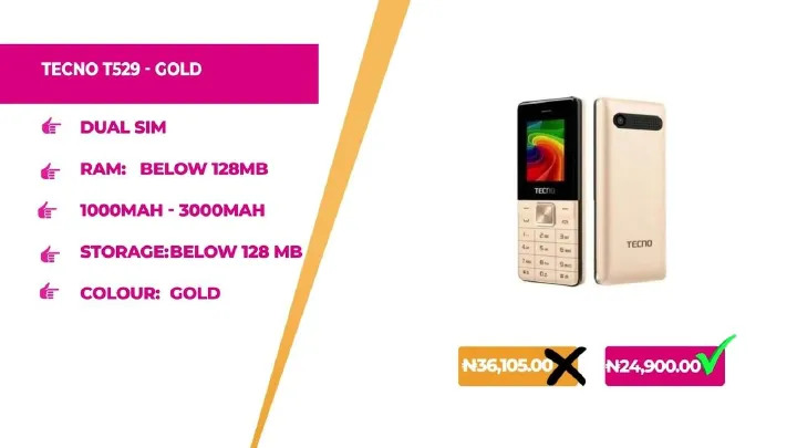 LIMITED DEALS!!!Tecno T529 Kabambe katululu mulika mwizi feature phone 2.8" Dual Sim card slot FM radio Bluetooth Torch Memory Card Slot 16MB ROM+8MB RAM,2500MAH  LCD Screen Black