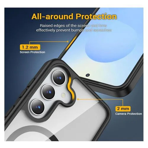 Samsung Galaxy A05,A06,A07,A15,A16,A17,A25,A26,A35,A36,A37,A55,A56,A57 Back Cover Luxury Transparent with Colored Edges with Metal Ring for wireless charging Shockproof Heavy Protection Phone case
