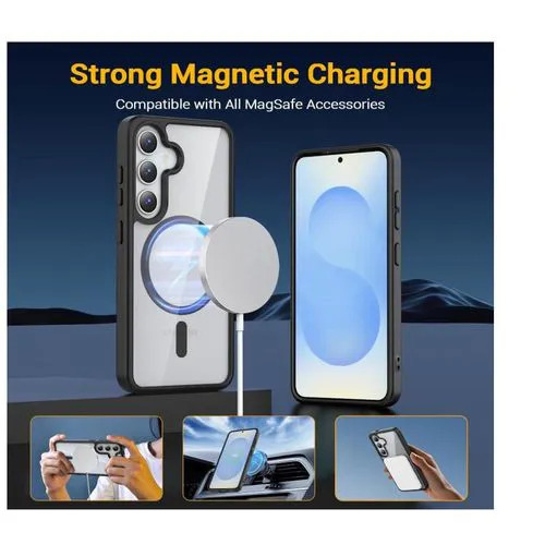 Samsung Galaxy A05,A06,A07,A15,A16,A17,A25,A26,A35,A36,A37,A55,A56,A57 Back Cover Luxury Transparent with Colored Edges with Metal Ring for wireless charging Shockproof Heavy Protection Phone case