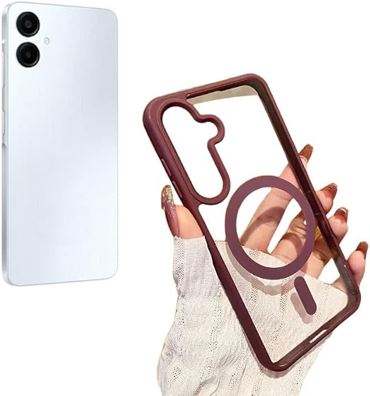 Samsung Galaxy A05,A06,A07,A15,A16,A17,A25,A26,A35,A36,A37,A55,A56,A57 Back Cover Luxury Transparent with Colored Edges with Metal Ring for wireless charging Shockproof Heavy Protection Phone case