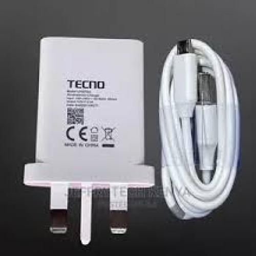TIME LIMITED DEAL!!!!Tecno 18W USB-A Fast Charger U180TKA+C11 Compact Inbox Kit, Original Wall Charger With Type-C Cable, Fast Charging Power Adapter, White