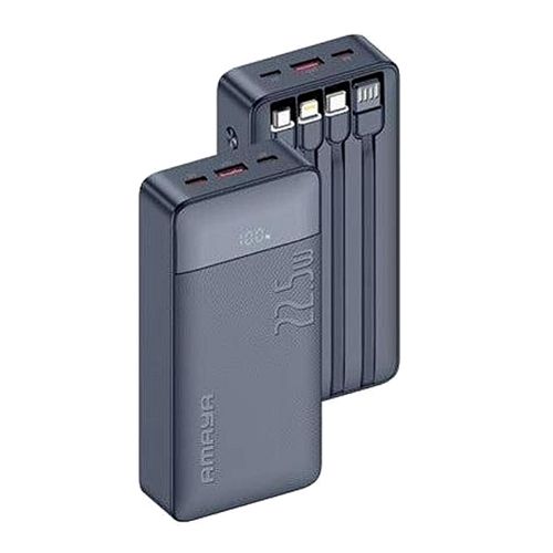 Amaya 20000/10000 Power Bank APB-F229 22.5W Super Fast Charging 20000mAh/10000mAh  with 4 Built-in Cables Type C Lightning Micro USB Rechargeable Portable Charger Digital LED Display Anti-Scratch