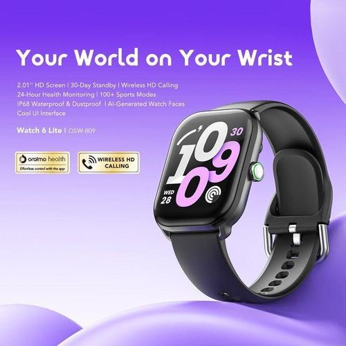 DISCOUNTED DEALS!!!Oraimo WATCH 6 LITE 2.01” HD SCREEN SMARTWATCH 4 HOURS HEALTH MONITORING