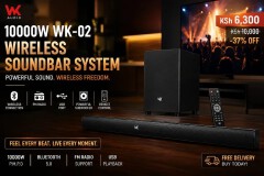 10000W WK-02 WIRELESS BLUETOOTH SOUNDBAR SYSTEM WITH SUBWOOFER FM RADIO , BLUETOOTH ,& USB PORT