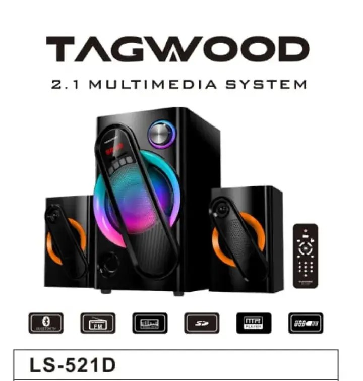 TAGWOOD LS-521D 2.1CH 9800W PMPO WOOFER Home Audio SPEAKER BLUETOOTH/FM/SB/USB Subwoofer Speaker System