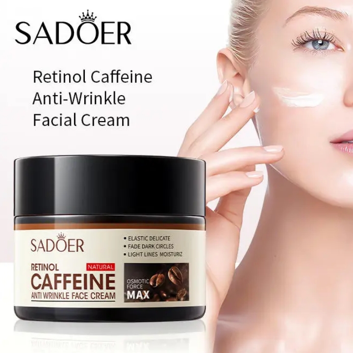 SADOER 2 in 1 Cream+Serum CAFFEINE Retinol Cream for Face,Glow Kit Anti Aging Retinol Cream, Caffeine Cream for Dark Circles and Puffiness, Smoothing Fine Lines and Skin Brightening for Women and MenS