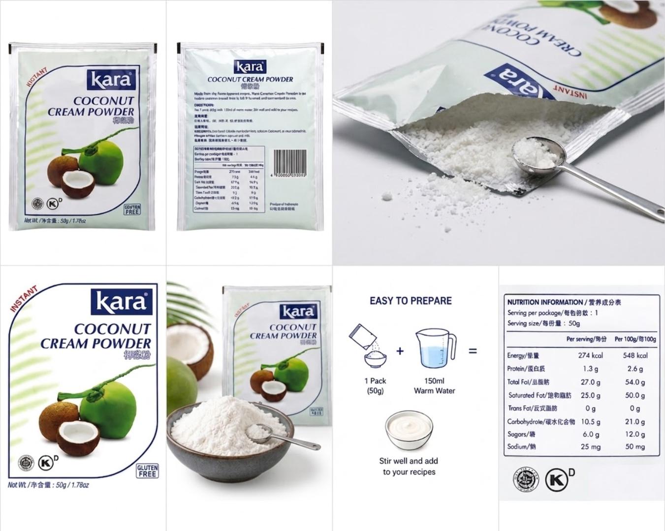 Kara Instant Coconut Cream Powder 50g.