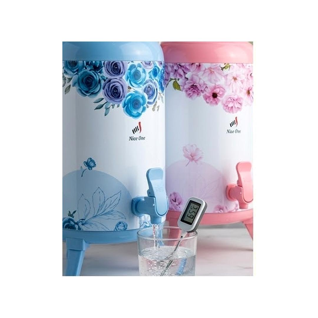Nice One 9.5L Thermal Beverage Dispenser Flask – Insulated Hot & Cold Water Jug with Tap & Stand (Floral Edition)