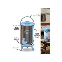 Nice One 9.5L Thermal Beverage Dispenser Flask – Insulated Hot & Cold Water Jug with Tap & Stand (Floral Edition)