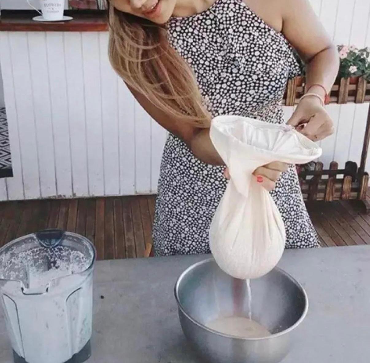 2PC Cheese Cloth Bag with Drawstring Unbleached Reusable Cotton Filter Bag for Straining Nut milk, Soy Milk, Yogurt, Cold Brew, Coffee, Tea, Juice, Almond Milk, Spice, Paneer, Curd, Cheesecloth Bag