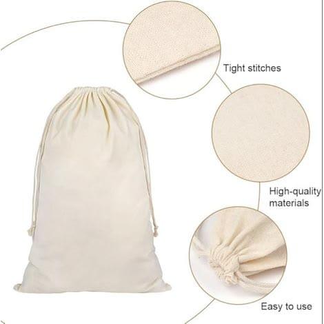 2PC Cheese Cloth Bag with Drawstring Unbleached Reusable Cotton Filter Bag for Straining Nut milk, Soy Milk, Yogurt, Cold Brew, Coffee, Tea, Juice, Almond Milk, Spice, Paneer, Curd, Cheesecloth Bag