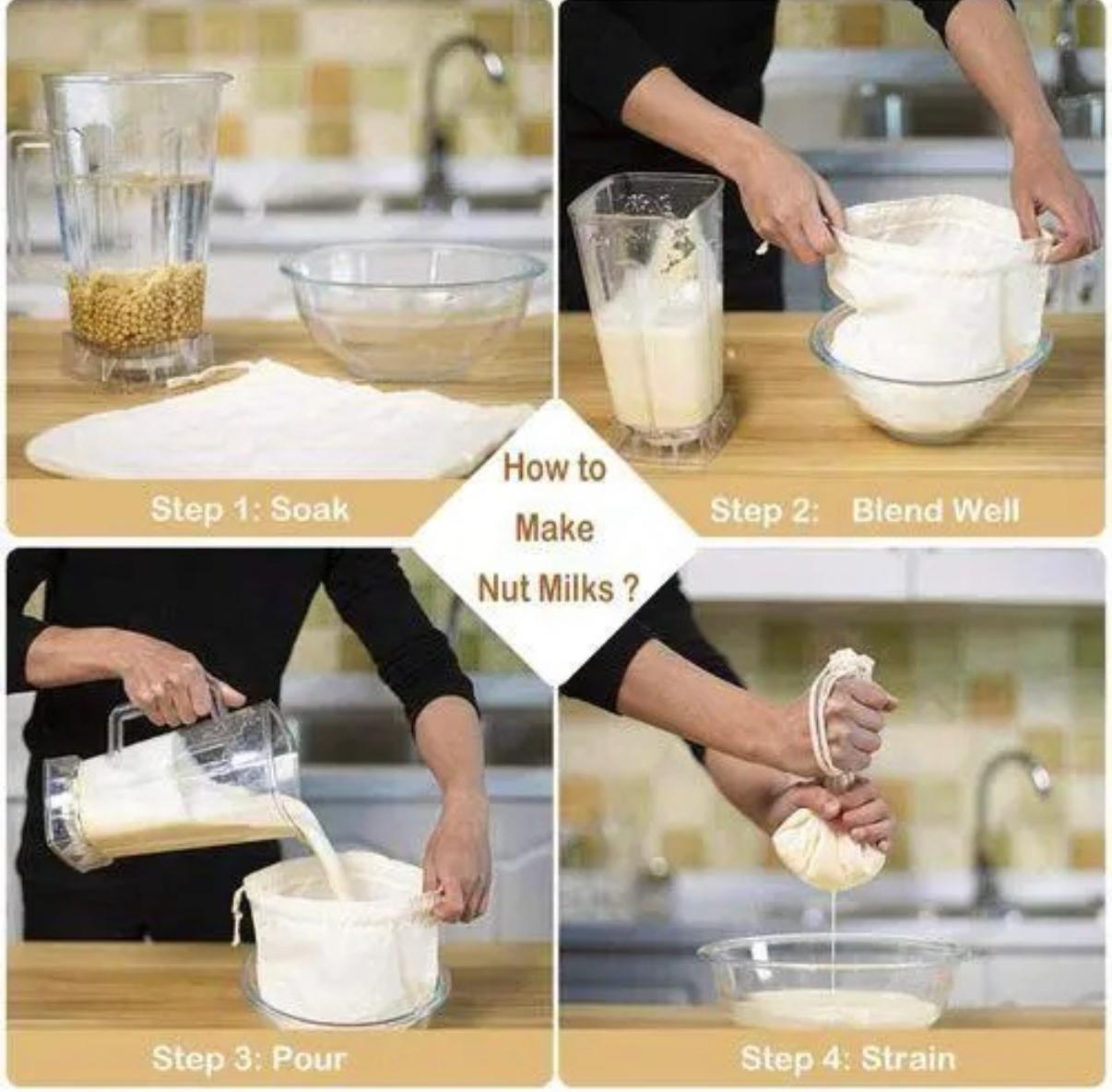 2PC Cheese Cloth Bag with Drawstring Unbleached Reusable Cotton Filter Bag for Straining Nut milk, Soy Milk, Yogurt, Cold Brew, Coffee, Tea, Juice, Almond Milk, Spice, Paneer, Curd, Cheesecloth Bag