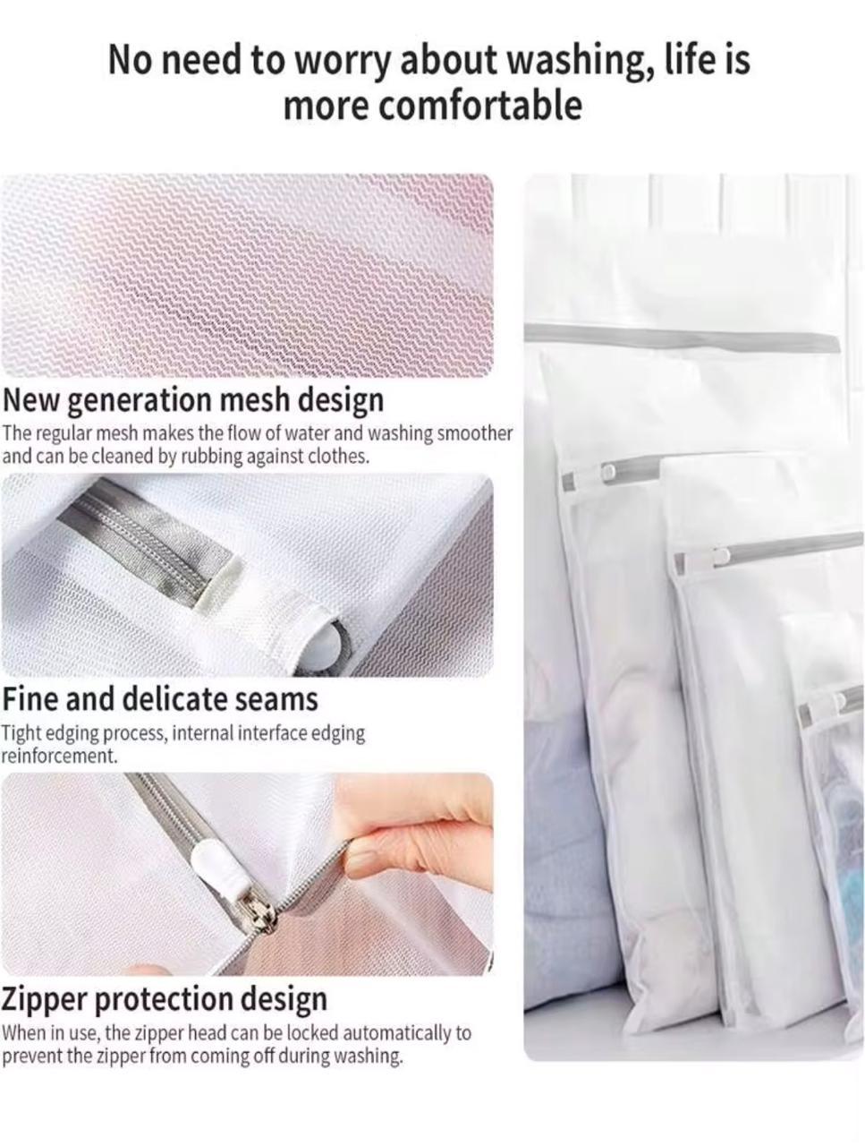 4PC Washing Machine Protective Laundry bags Set Mesh Laundry bags with Zipper Travel Storage Bags with Cylindrical Washing Machine Cover Shoe Bag/Bra Bag for Delicates, Socks, Underwear, Baby Cloths