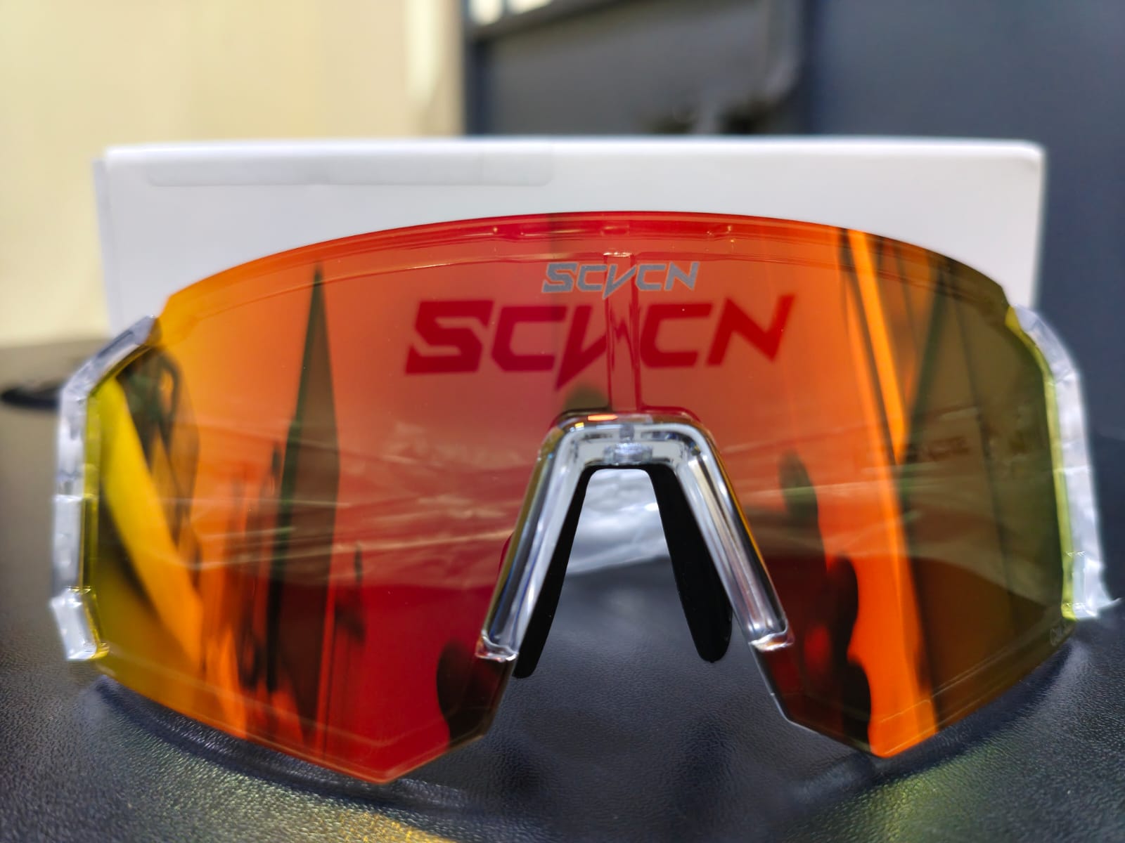 SCVCN UV400 Sports Cycling Sunglasses – Red Mirror Lens