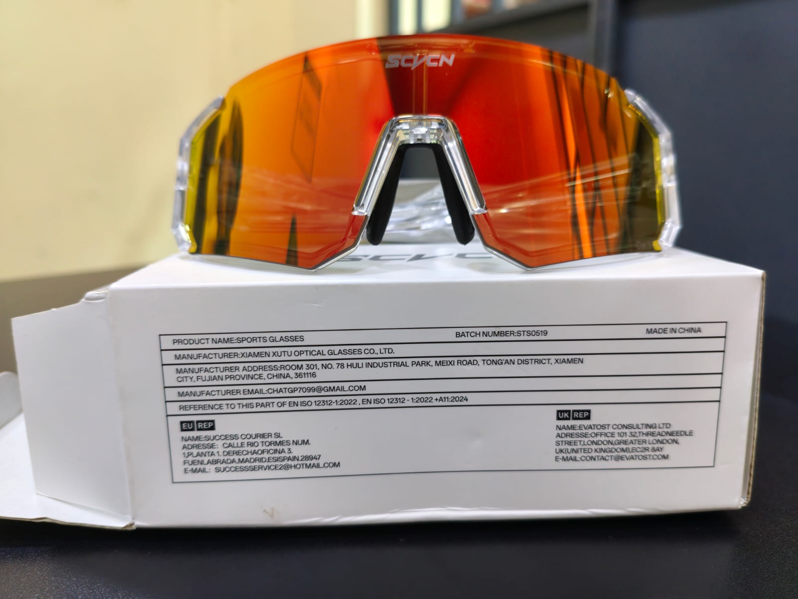 SCVCN UV400 Sports Cycling Sunglasses – Red Mirror Lens