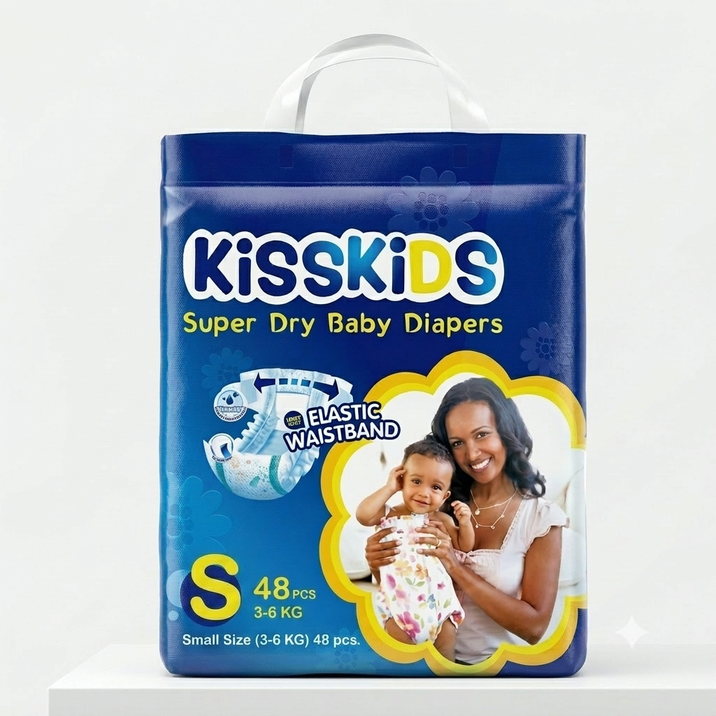 KISSKIDS Baby Diapers S Size 48pcs – Soft & Comfortable, Leak Protection, Breathable Baby Nappies