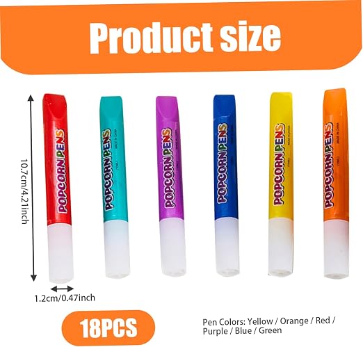 18PCS Popcorn Pens, 3D Art Safe Puffy Pens 6 Colors DIY Bubble Popcorn Drawing for Greeting Birthday Cards Kids