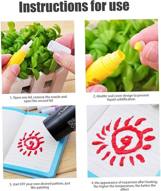 18PCS Popcorn Pens, 3D Art Safe Puffy Pens 6 Colors DIY Bubble Popcorn Drawing for Greeting Birthday Cards Kids