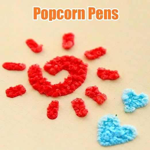 18PCS Popcorn Pens, 3D Art Safe Puffy Pens 6 Colors DIY Bubble Popcorn Drawing for Greeting Birthday Cards Kids