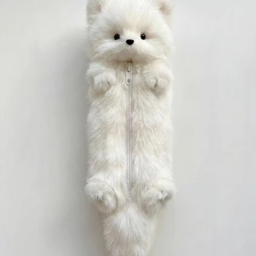 Cute Fox Plush Pencil Case Soft Pencil Pouch for Students Kids Stationery