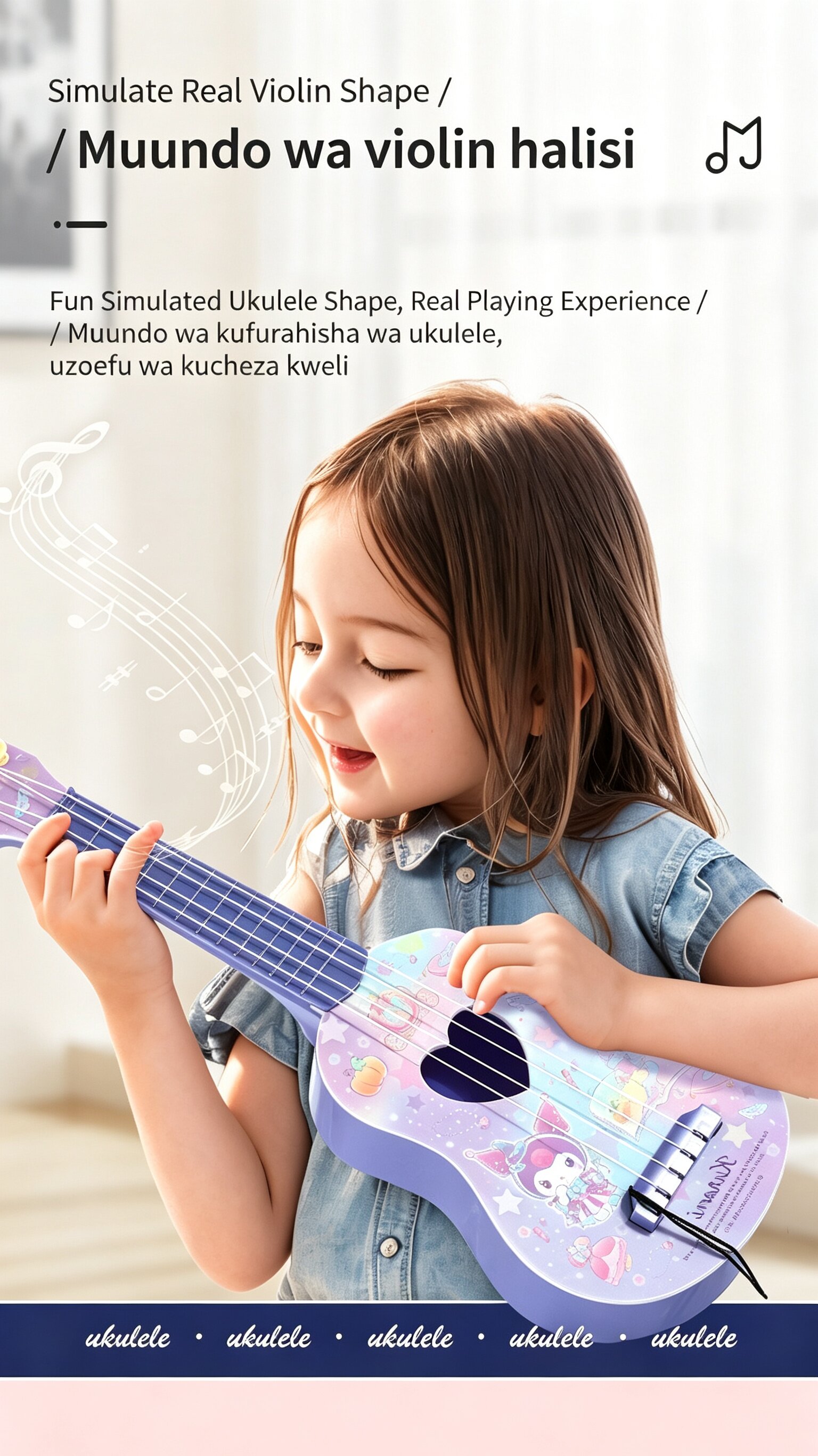 Kids Plastic Ukulele Guitar Toy - Durable & Drop-Proof Music Starter for Boys Girls，Easy Clean & Safe Musical Instrument Gift，Fun Plastic Guitar Toy for Kids Birthday Gift