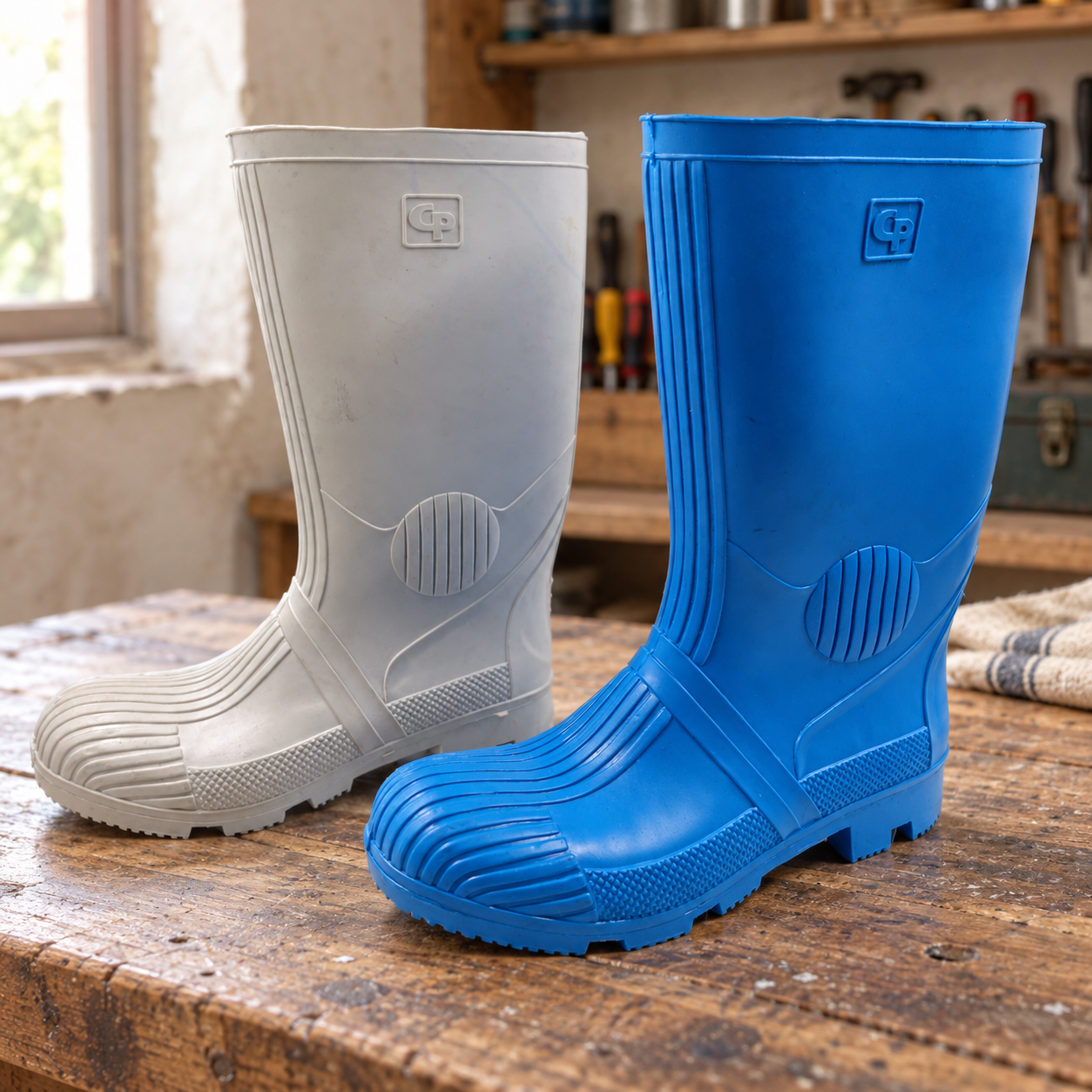 CP Men’s Industrial Gumboots – Tall Pull-On Work Boots for Farming & Outdoor Use