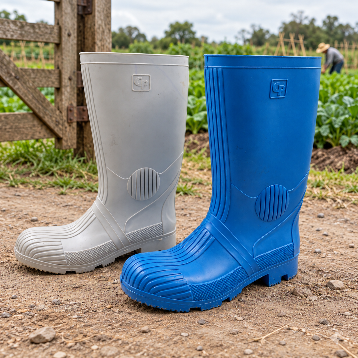 CP Men’s Industrial Gumboots – Tall Pull-On Work Boots for Farming & Outdoor Use