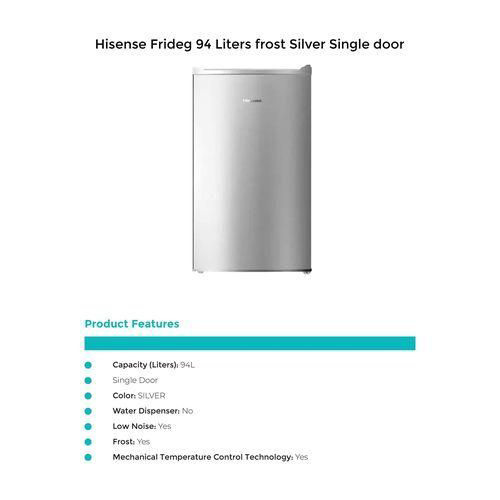 Hisense 94L Single Door Refrigerator (REF094DR) - Silver | Compact Bar Fridge & Freezer Zone