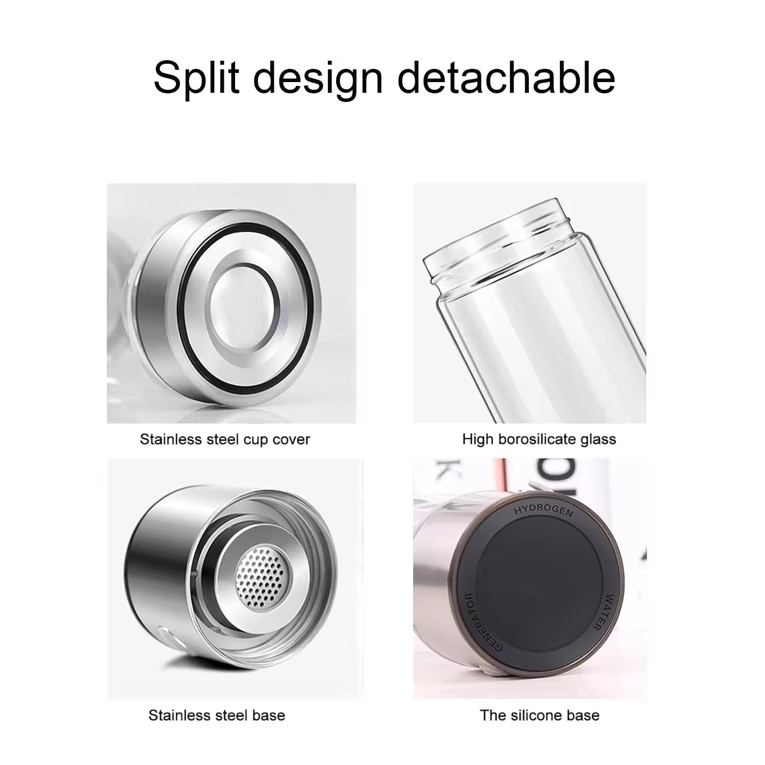 Portable Hydrogen‑rich Water Bottle USB Rechargeable Glass Water Cup for Home Outdoor Hydrogen Water Making Drinkware