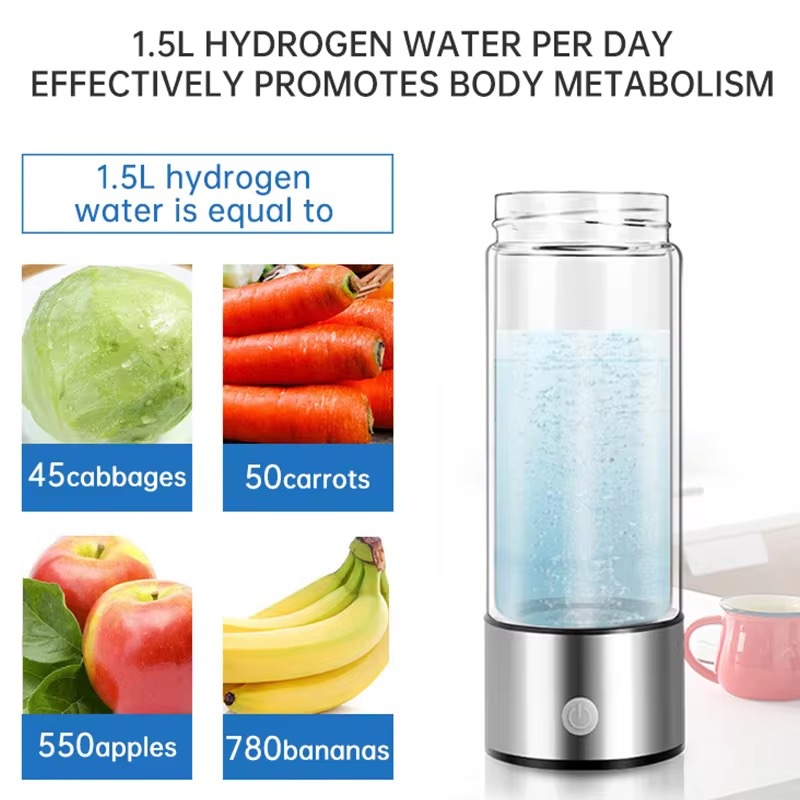 Portable Hydrogen‑rich Water Bottle USB Rechargeable Glass Water Cup for Home Outdoor Hydrogen Water Making Drinkware