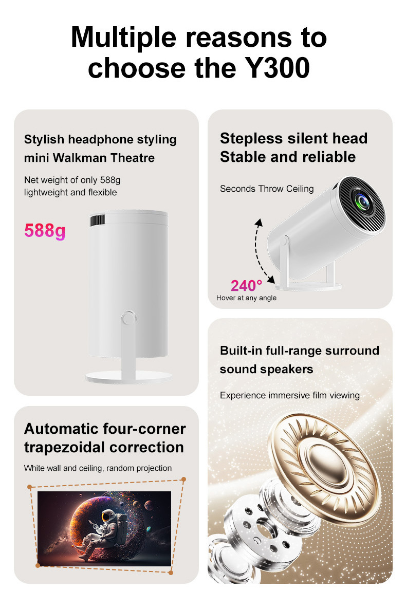 Mini Portable Home Projector with Built‑in Support 1080P HD Small Movie Projector for Home Entertainment & Outdoor Use