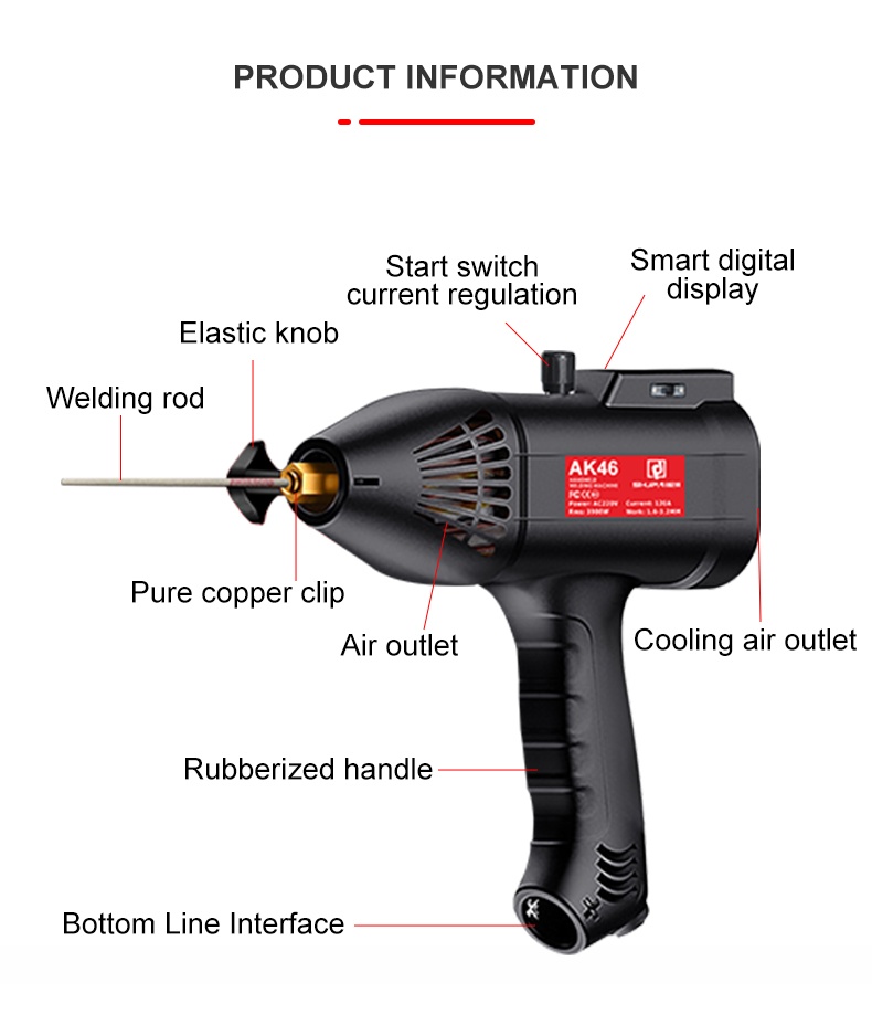 Portable Hand‑held Electric Welding Machine Compact No‑case Design For Household DIY Metal Welding Work